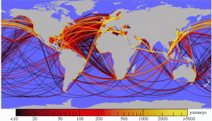 Global Shipping Routes by GPS. Map: http://www.smartplanet.com/blog/smart-takes/infographic-global-shipping-routes-mapped-using-gps-data/3605 